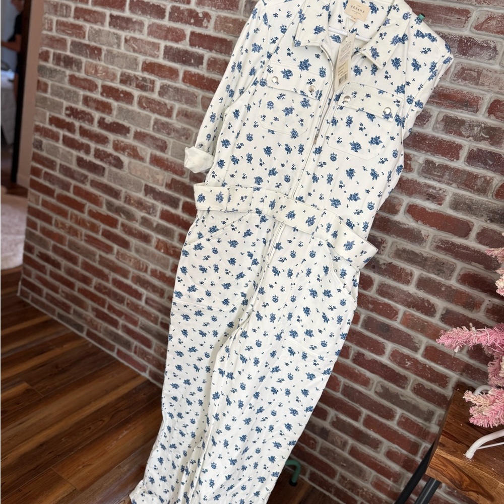 Sezane Roby Jumpsuit Roses Bleues - Size 46 - Picture 4 of 6